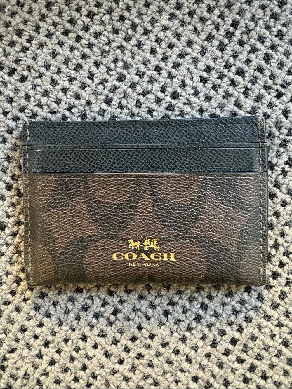 COACH Men's Signature Card Case in Brown and Black